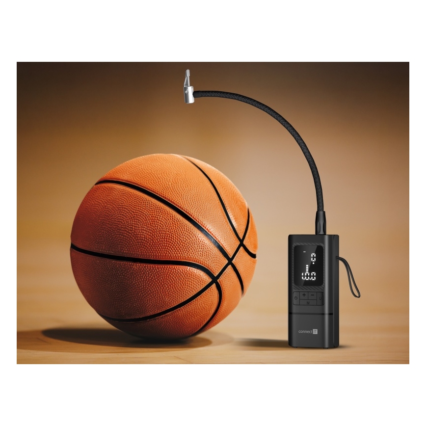 CONNECT IT CFF-4500-BK - Compresor portabil digital AirFlow, 80 W, 6000 mAh, negru