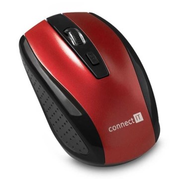CONNECT IT CI-1224 - Mouse fără fir 800/1200/1600 DPI 2xAAA negru/roșu