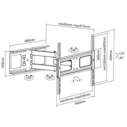 CONNECT IT CI-786 - Suport de perete pentru TV 37-70” negru