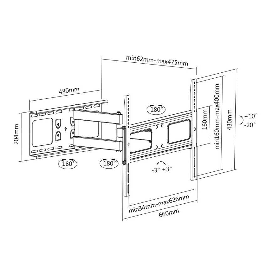 CONNECT IT CI-786 - Suport de perete pentru TV 37-70” negru