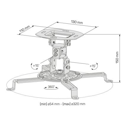 CONNECT IT CMF-6020-BK - Suport negru pentru proiector de tavan