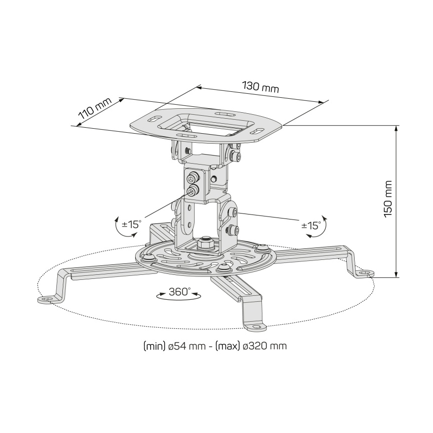 CONNECT IT CMF-6020-BK - Suport negru pentru proiector de tavan