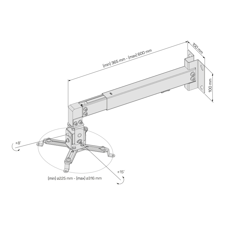 CONNECT IT CMF-7020-SL - Suport de proiector pe perete, argintiu