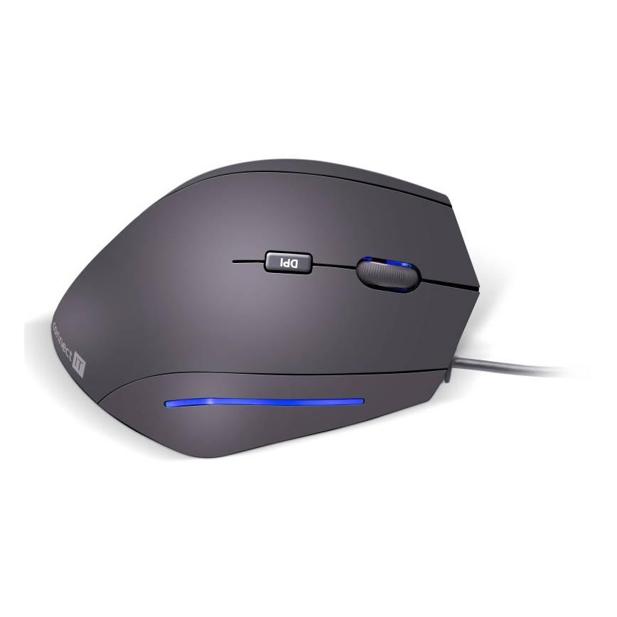 CONNECT IT CMO-2500-BK - Mouse ergonomic cu fir Verti Wire, 1000/1600 DPI, negru