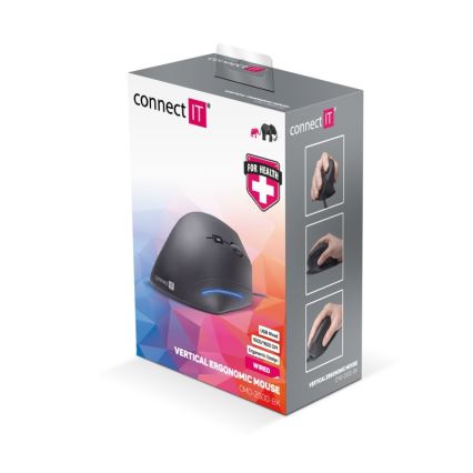 CONNECT IT CMO-2500-BK - Mouse ergonomic cu fir Verti Wire, 1000/1600 DPI, negru