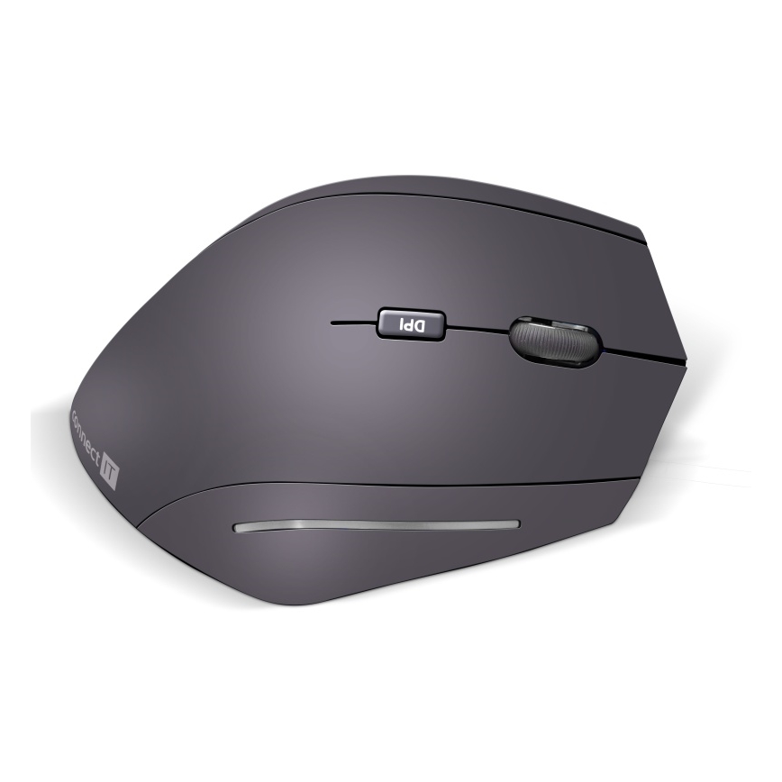 CONNECT IT CMO-2510-BK - mouse ergonomic fără fir Verti, 800/1200/1600 DPI, alimentare 2x AAA, negru