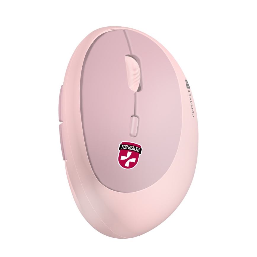 CONNECT IT CMO-2600-PK - Mouse fără fir ergonomic, 800/1200/1600 DPI, 1x baterie AA, roz