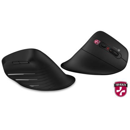 CONNECT IT CMO-2880-BK - Mouse Verti TriMode ergonomic, fără fir, 1000/1600/2400 DPI, 2x AAA, negru