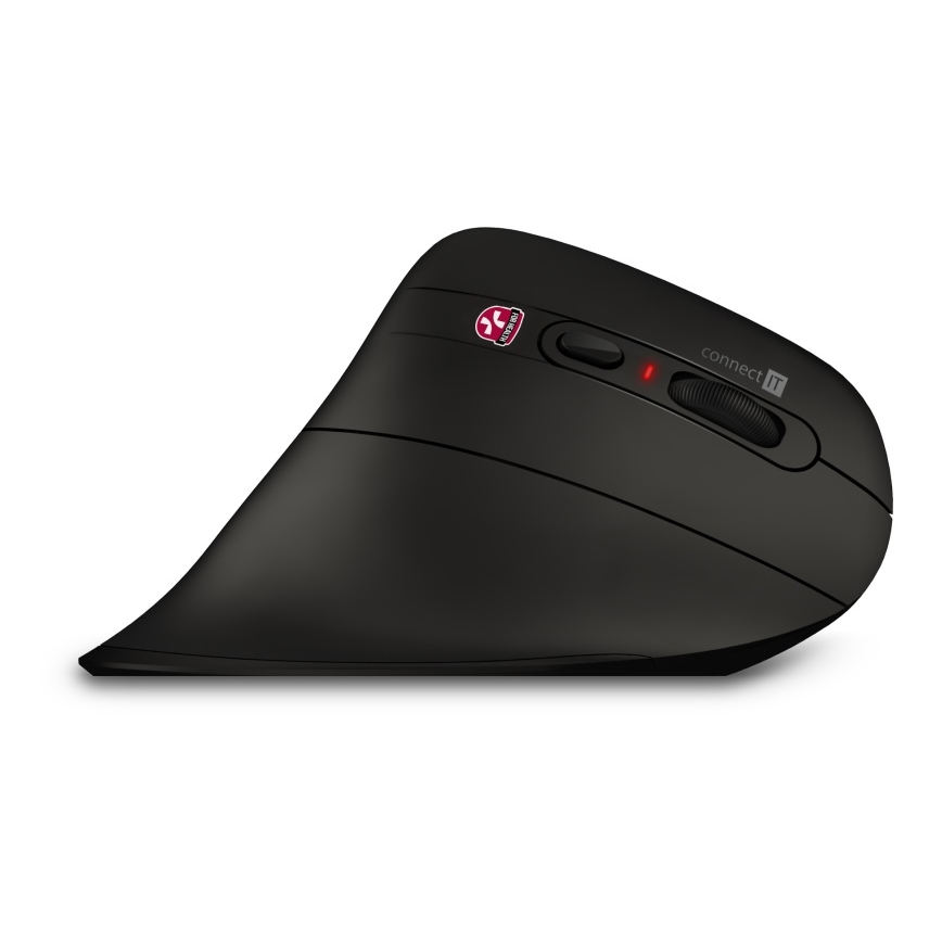 CONNECT IT CMO-2880-BK - Mouse Verti TriMode ergonomic, fără fir, 1000/1600/2400 DPI, 2x AAA, negru