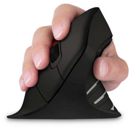 CONNECT IT CMO-2880-BK - Mouse Verti TriMode ergonomic, fără fir, 1000/1600/2400 DPI, 2x AAA, negru