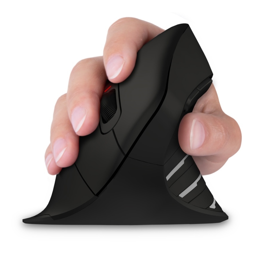 CONNECT IT CMO-2880-BK - Mouse Verti TriMode ergonomic, fără fir, 1000/1600/2400 DPI, 2x AAA, negru