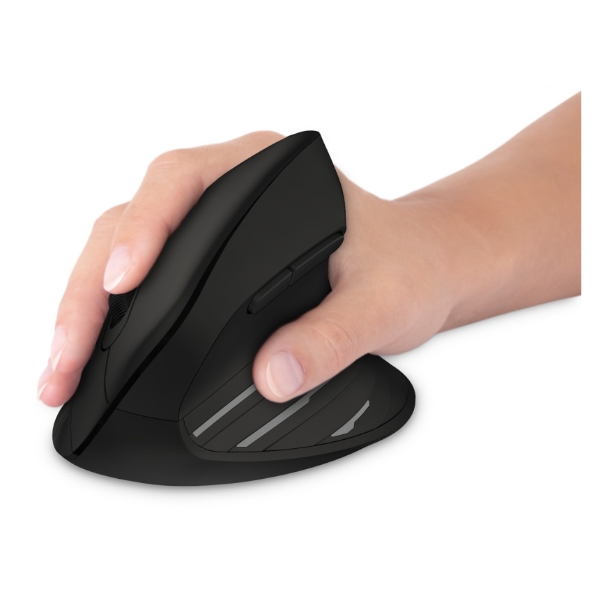 CONNECT IT CMO-2880-BK - Mouse Verti TriMode ergonomic, fără fir, 1000/1600/2400 DPI, 2x AAA, negru
