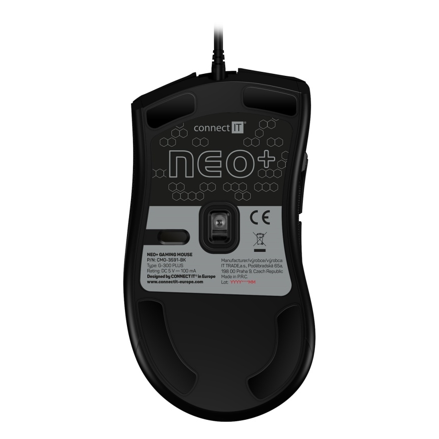 CONNECT IT CMO-3591-BK - Mouse de gaming cu fir LED RGB, 500-7200 DPI, neagră