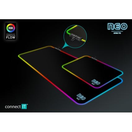CONNECT IT CMP-3100-SM - Mousepad de gaming LED RGB 32x24,5 cm negru