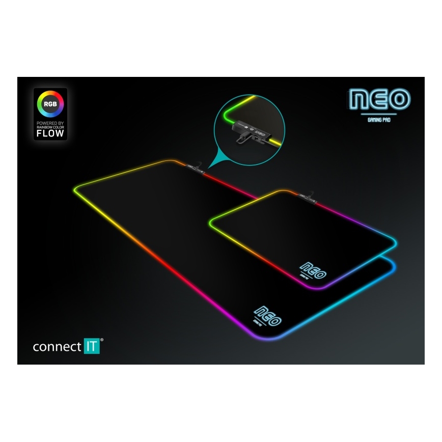 CONNECT IT CMP-3100-SM - Mousepad de gaming LED RGB 32x24,5 cm negru