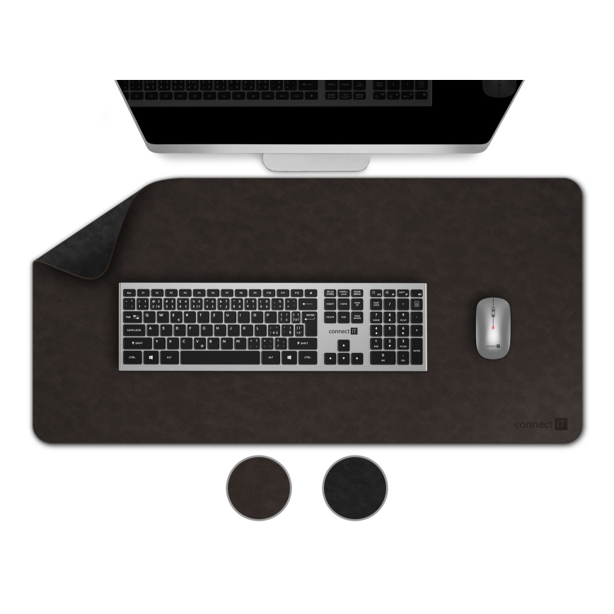 CONNECT IT CMP-4030-LG - Covoraș reversibil pentru tastatură și mouse, 90 x 40 cm, negru/maro