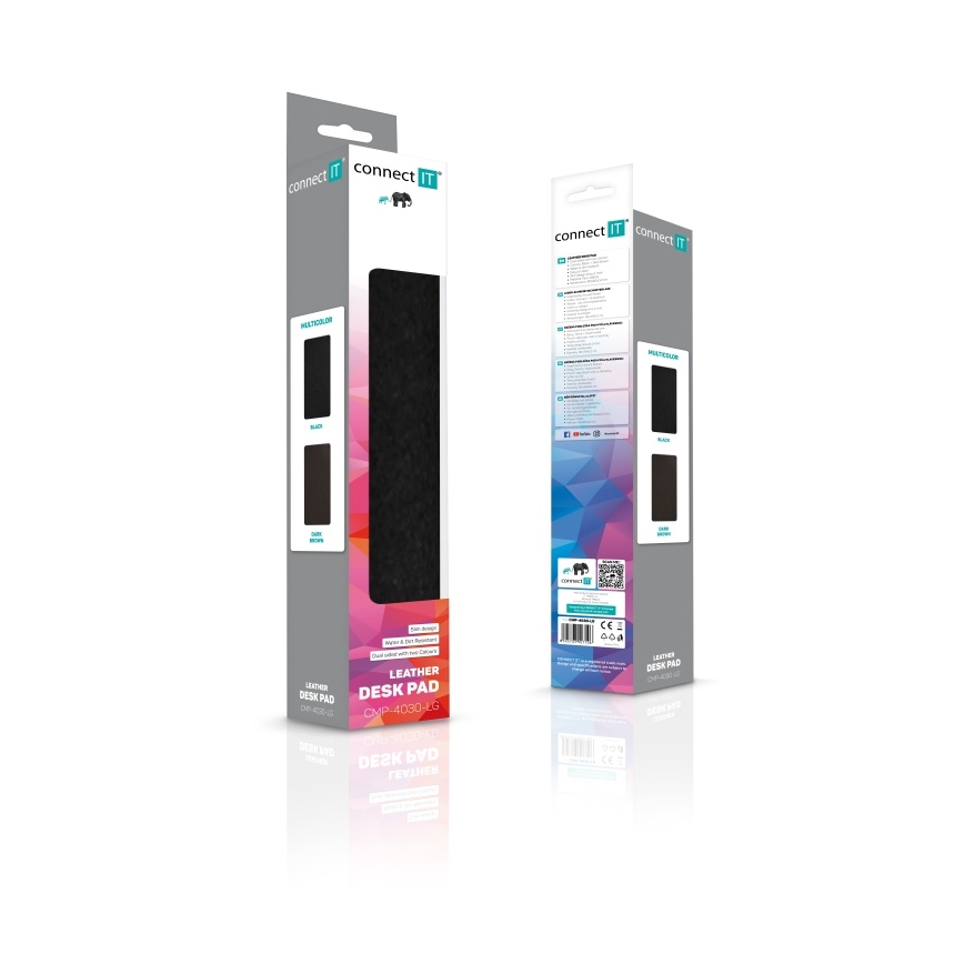 CONNECT IT CMP-4030-LG - Covoraș reversibil pentru tastatură și mouse, 90 x 40 cm, negru/maro
