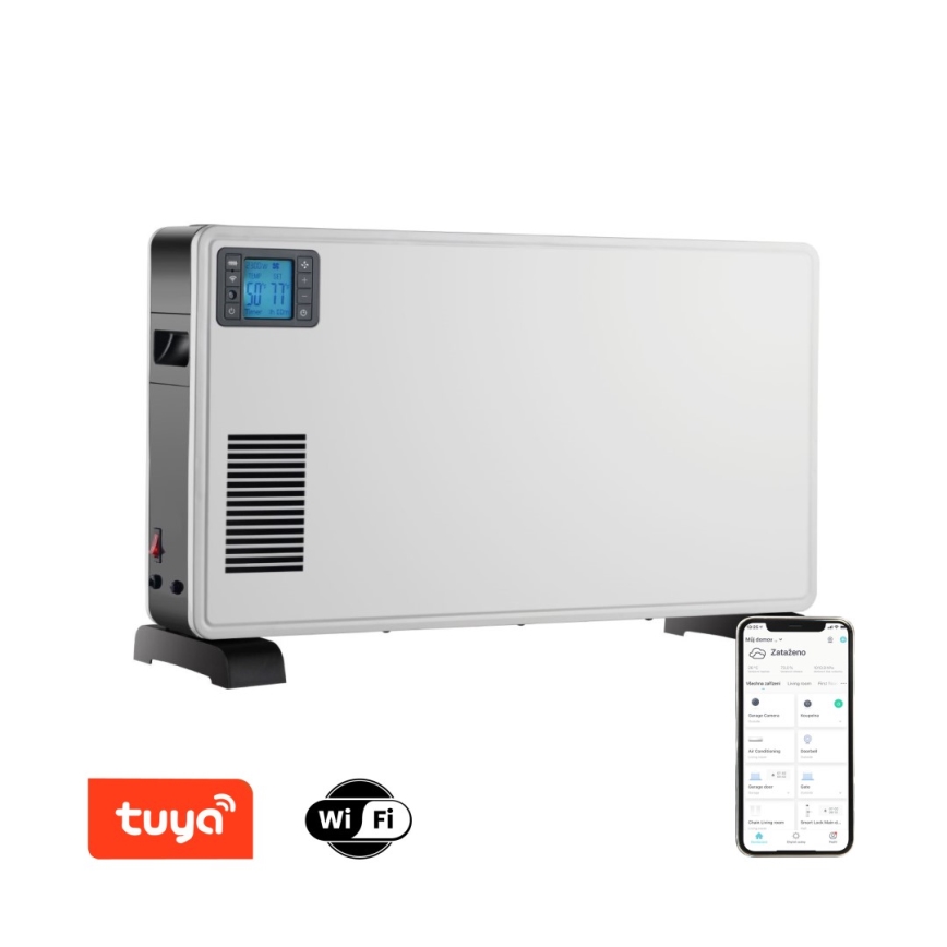 Convector electric 1000/1300/2300W LCD/temporizator/TURBO/termostat Wi-Fi Tuya Immax NEO 07760L + telecomandă