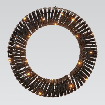 Coronă LED de Crăciun 30xLED/3xAA diametru 40 cm alb cald coronă/neagră