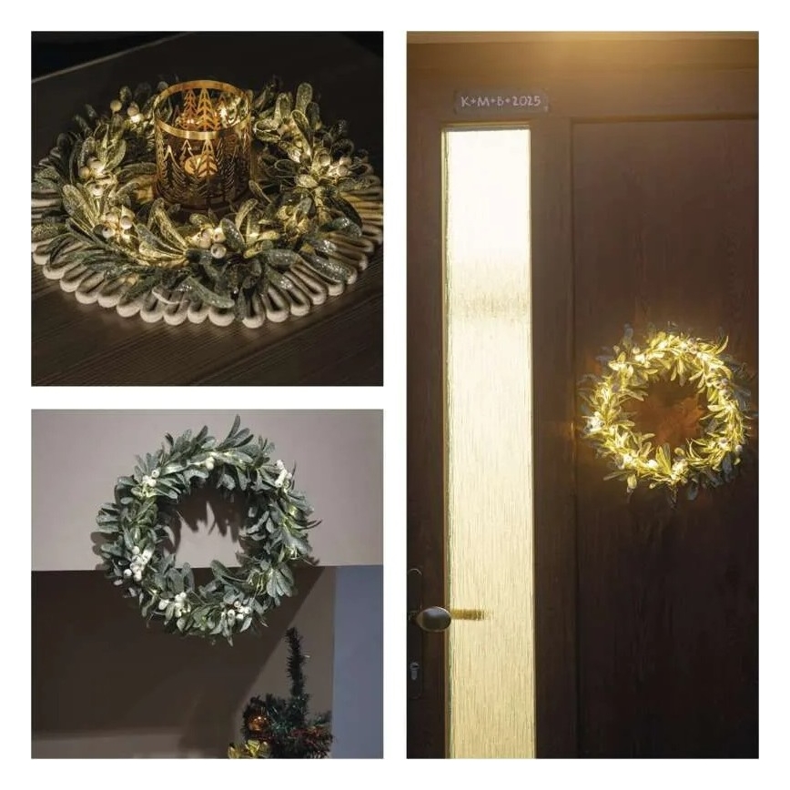 Coroniță de Crăciun cu LED, 25 LED-uri, alimentare 3xAA, Ø 35 cm