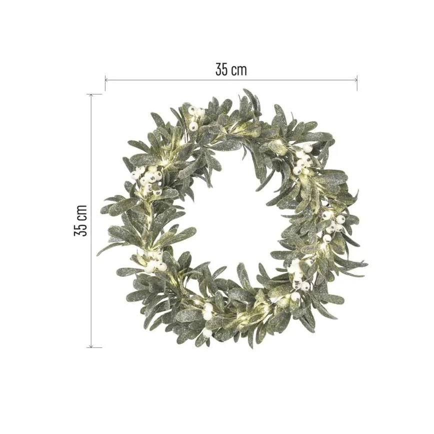 Coroniță de Crăciun cu LED, 25 LED-uri, alimentare 3xAA, Ø 35 cm