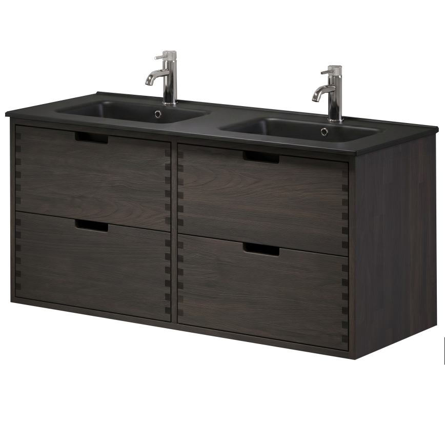 Corp de baie cu lavoar GRIBSKOV, 120 cm, maro/stejar/negru