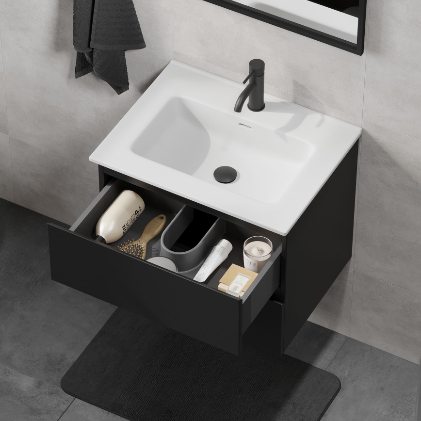 Corp de baie cu lavoar KENWOOD 61x52x47 cm, negru/alb