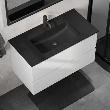 Corp de baie cu lavoar KENWOOD, 91 cm, alb/negru