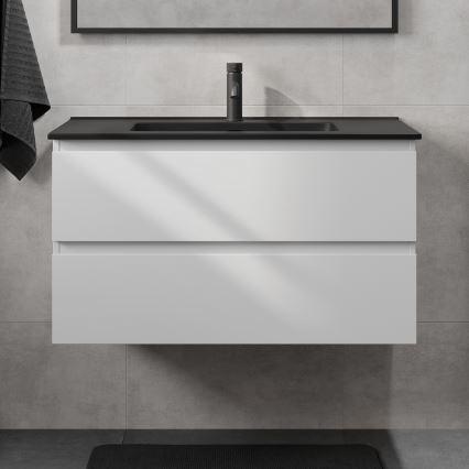 Corp de baie cu lavoar KENWOOD, 91 cm, alb/negru