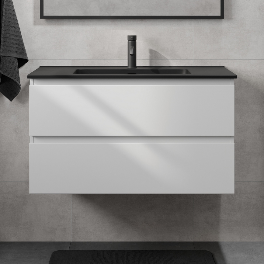 Corp de baie cu lavoar KENWOOD, 91 cm, alb/negru