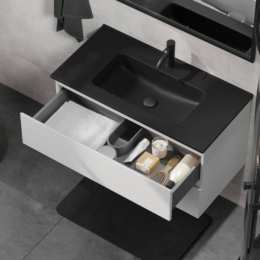 Corp de baie cu lavoar KENWOOD, 91 cm, alb/negru