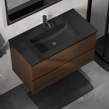Corp de baie cu lavoar KENWOOD, 91 cm, nuc/negru