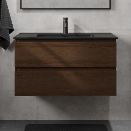 Corp de baie cu lavoar KENWOOD, 91 cm, nuc/negru