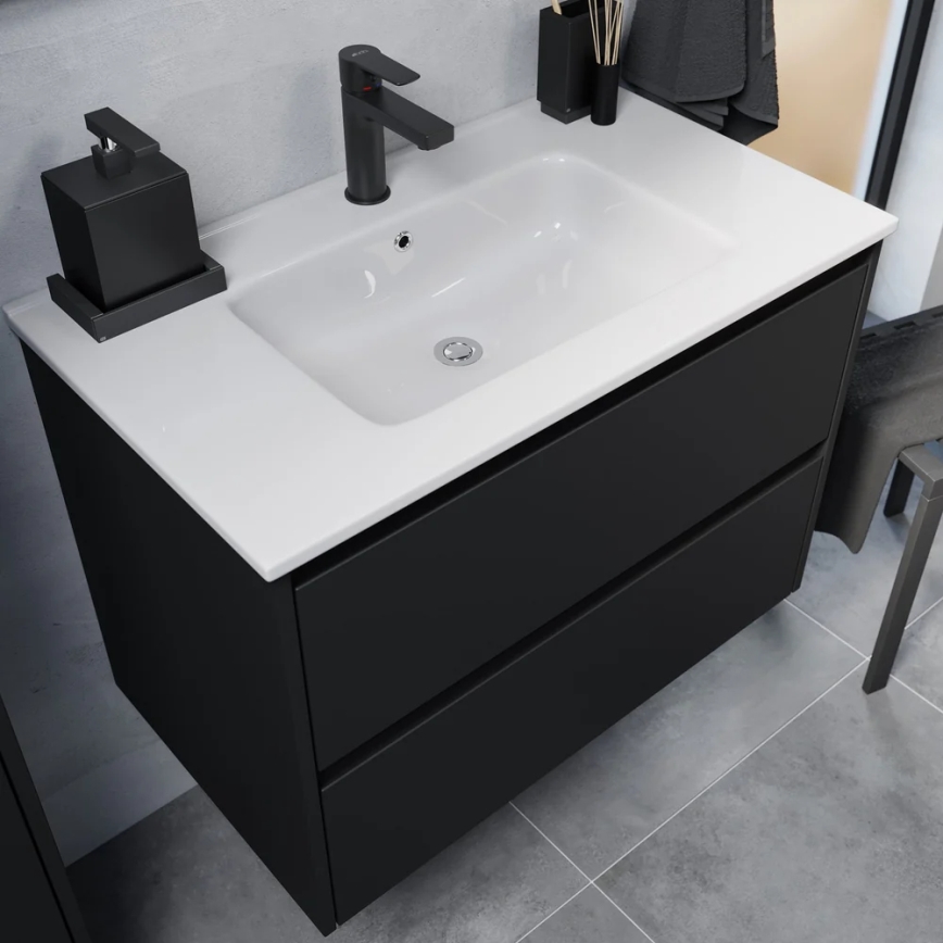 Corp de baie cu lavoar MOLDE 80x55x46 cm, negru