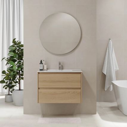 Corp de baie cu lavoar MOLDE 80x55x46 cm, stejar