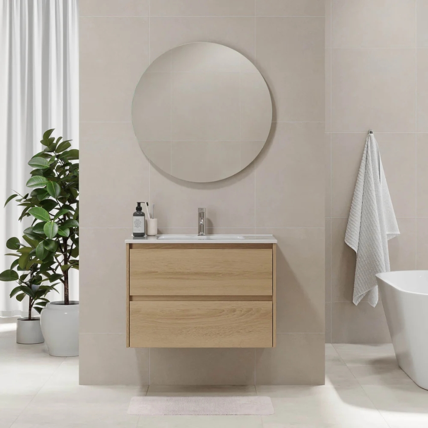 Corp de baie cu lavoar MOLDE 80x55x46 cm, stejar