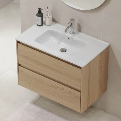 Corp de baie cu lavoar MOLDE 80x55x46 cm, stejar