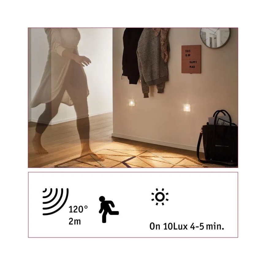 Corp de iluminat cu senzor pentru scări Paulmann 92923 LED/1,1W WAND 230V 2700K