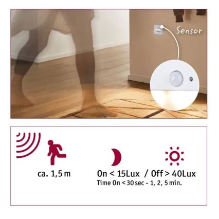 Corp de iluminat cu senzor pentru scări Paulmann 93133 LED/1,2W EDGE 230V alb