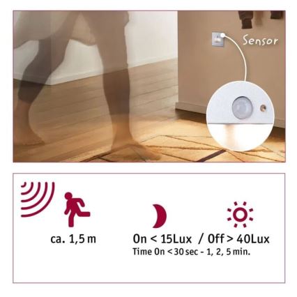 Corp de iluminat cu senzor pentru scări Paulmann 93134 LED/1,2W EDGE 230V crom