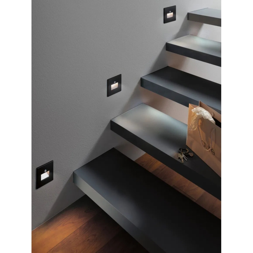 Corp de iluminat cu senzor pentru scări Paulmann 93135 LED/1,2W EDGE 230V negru