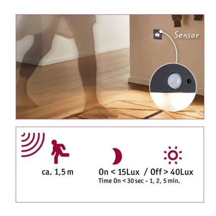 Corp de iluminat cu senzor pentru scări Paulmann 93135 LED/1,2W EDGE 230V negru
