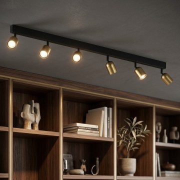 Corp de iluminat cu spoturi LED TOP, 6x GU10/10W/230V, auriu/negru