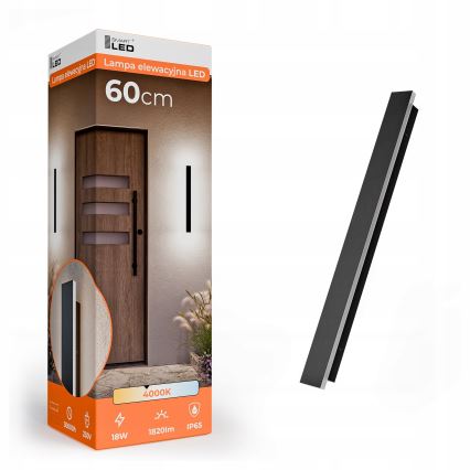 Corp de iluminat de perete pentru exterior LED/18W/230V 60 cm IP65 negru