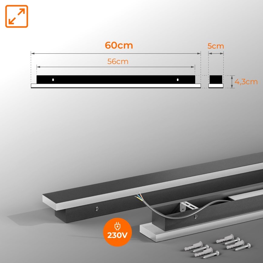 Corp de iluminat de perete pentru exterior LED/18W/230V 60 cm IP65 negru
