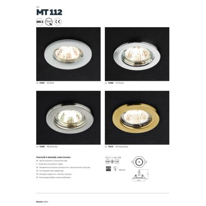 Corp de iluminat încastrat MT 1xGU5,3/50W/12V crom mat Redo 70309