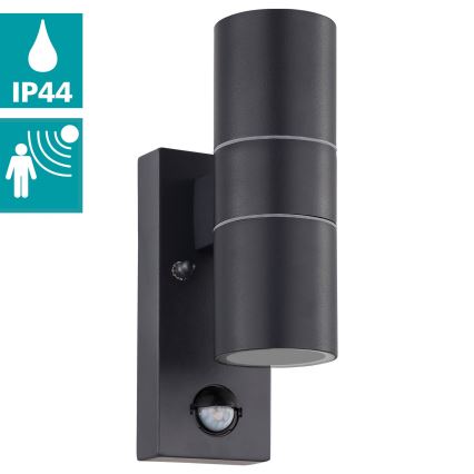 Corp de iluminat LED de exterior cu senzor Eglo 79545 ARAPONGAS 2xGU10/2,8W/230V IP44 negru