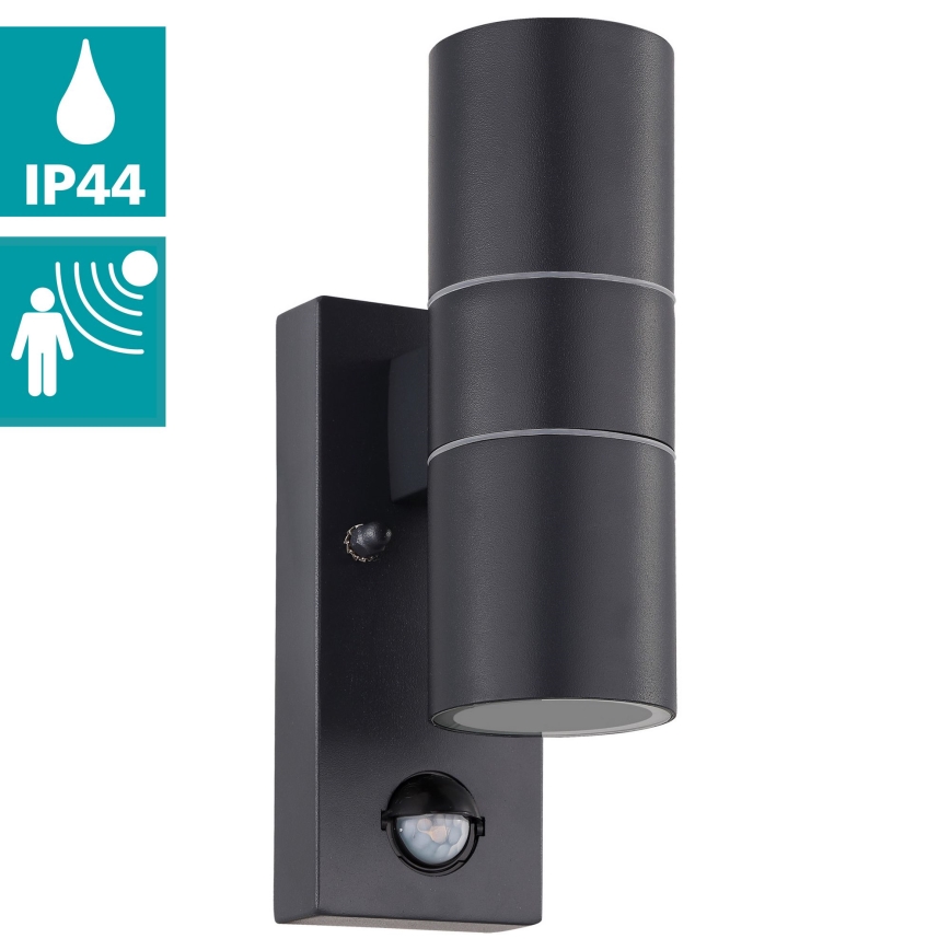 Corp de iluminat LED de exterior cu senzor Eglo 79545 ARAPONGAS 2xGU10/2,8W/230V IP44 negru