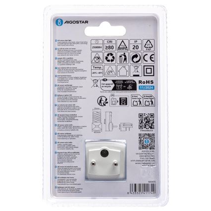 Corp de iluminat LED de veghe cu senzor crepuscular Aigostar LED/0,2W/230V 3000K