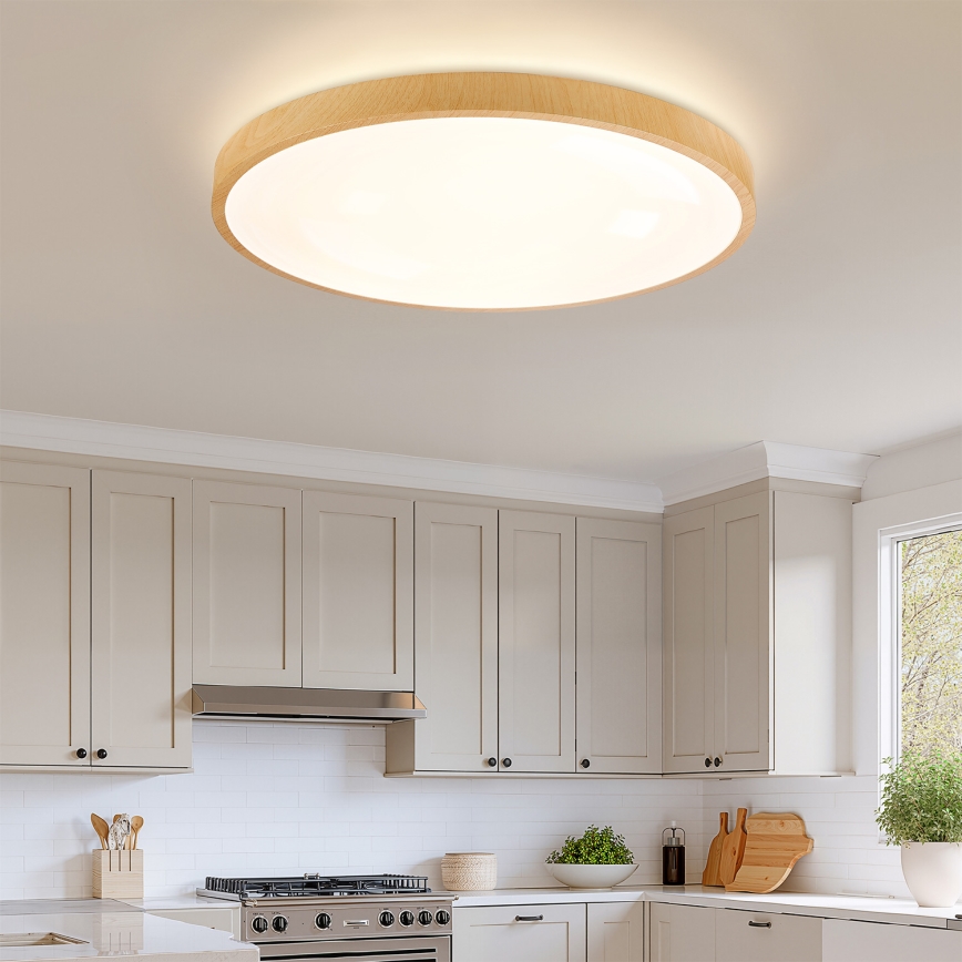 Brilagi - Plafonieră LED dimabilă GLASS POOL DOUBLE LED/80W/230V 3000-6000K 60 cm decor lemn + telecomandă